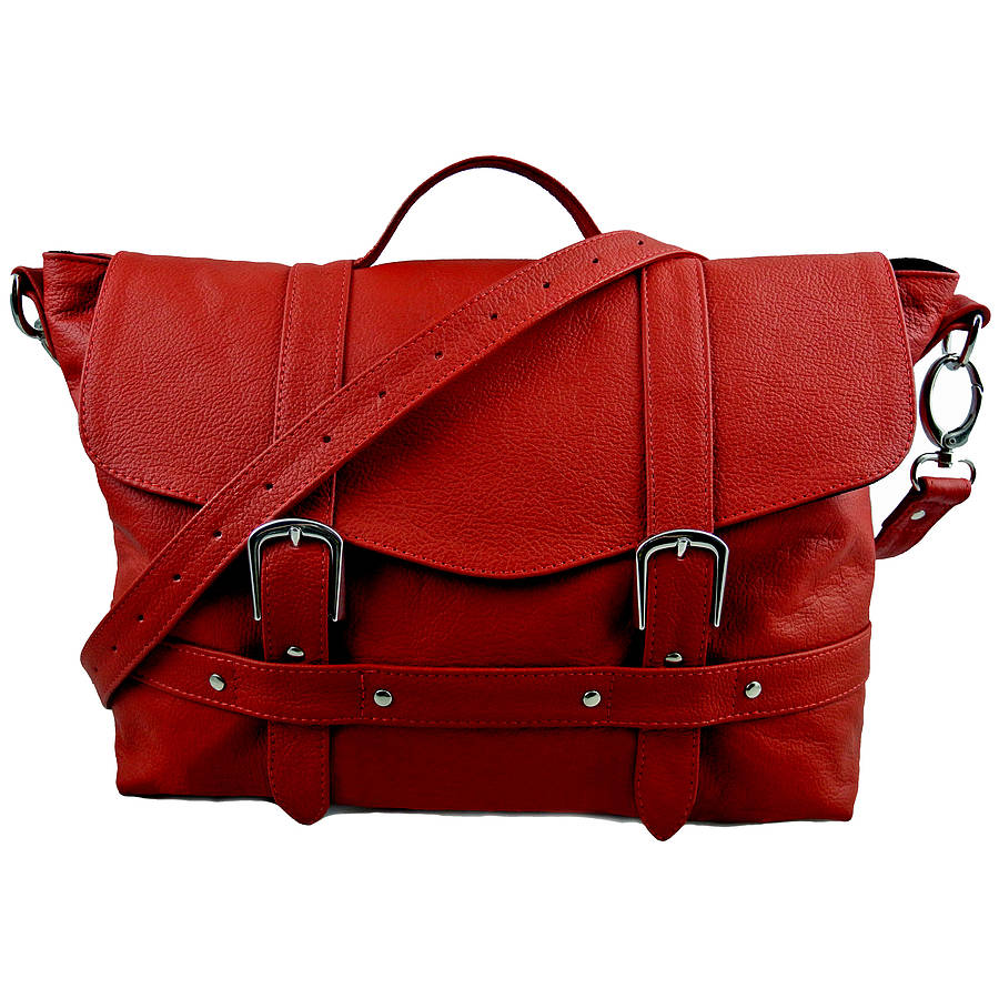 handcrafted red leather midi satchel by freeload leather accessories ...