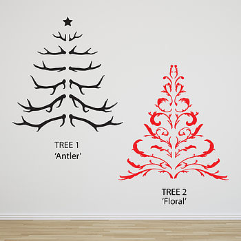 Antler Christmas Tree Wall Sticker, 3 of 8