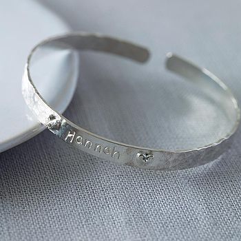 Sterling Silver Personalised Christening Bangle, 2 of 8