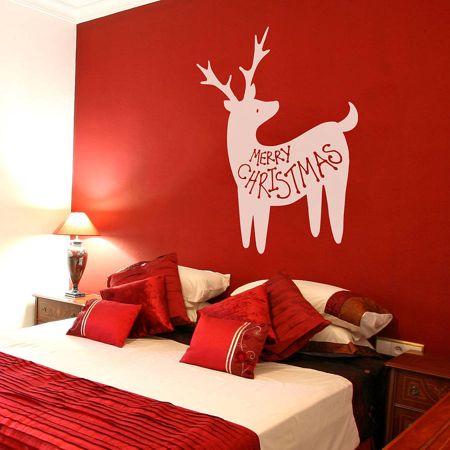 ‘Merry Christmas’ Reindeer Wall Sticker By Oakdene Designs