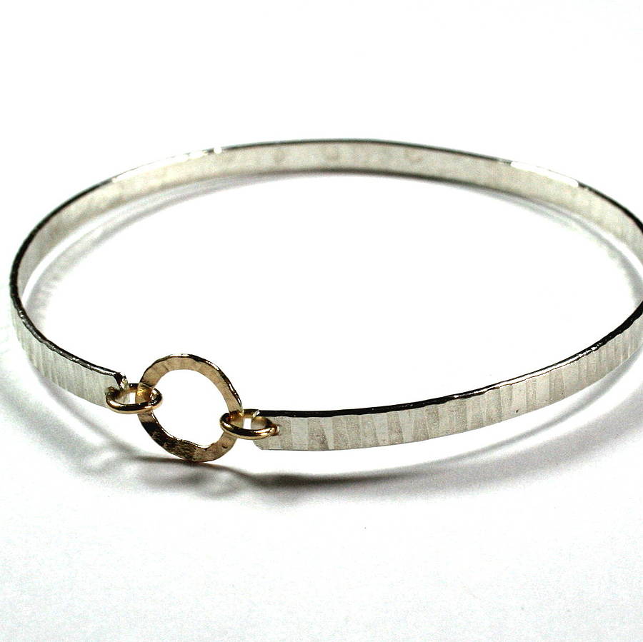 single hammered bangle with gold links by angie young designs ...