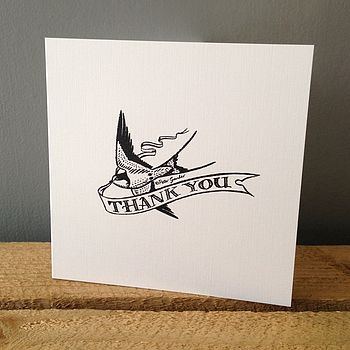 'Thank You' Swallow Design Greetings Card, 2 of 3