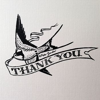 'Thank You' Swallow Design Greetings Card, 3 of 3