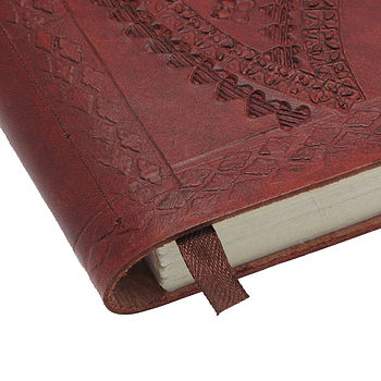 Handmade Chocolate Embossed Leather Notebook, 6 of 7