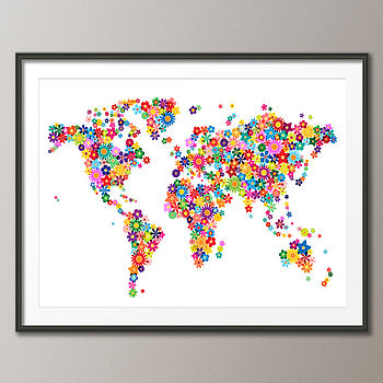 Flowers Map Of The World Art Print, 3 of 3