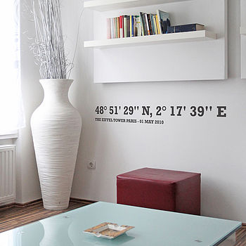Personalised Coordinates Wall Sticker, 2 of 5