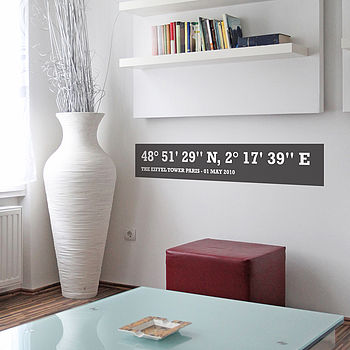 Personalised Coordinates Wall Sticker, 3 of 5
