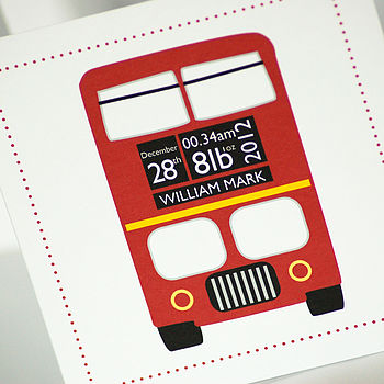 New Baby Card: Personalised Red Bus, 2 of 6