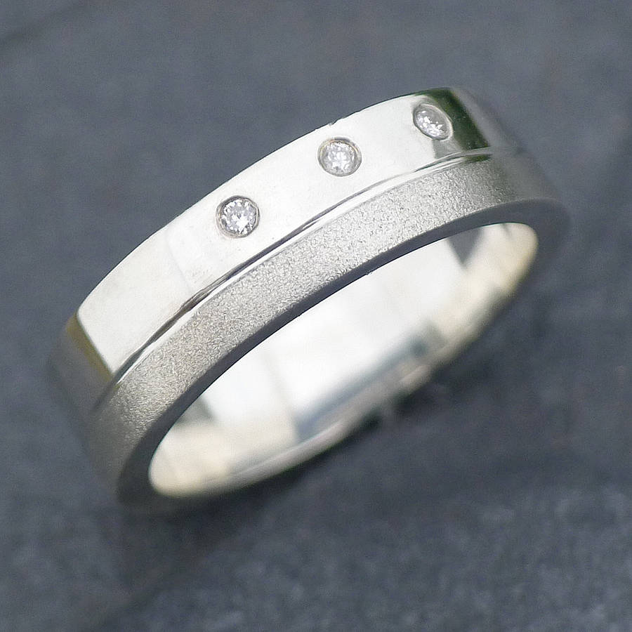 handmade men's chunky diamond ring by lilia nash jewellery