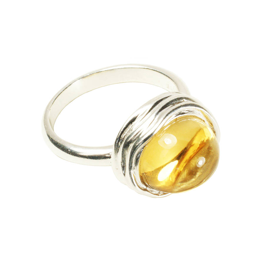 Dina Ring Silver And Citrine By Flora Bee