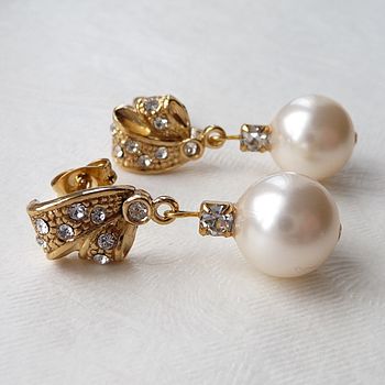 Rhinestone And Pearl Earrings, 4 of 7