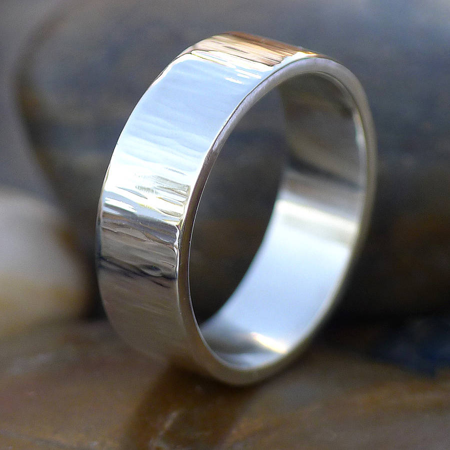 hammered silver ring with tree bark finish by lilia nash jewellery ...