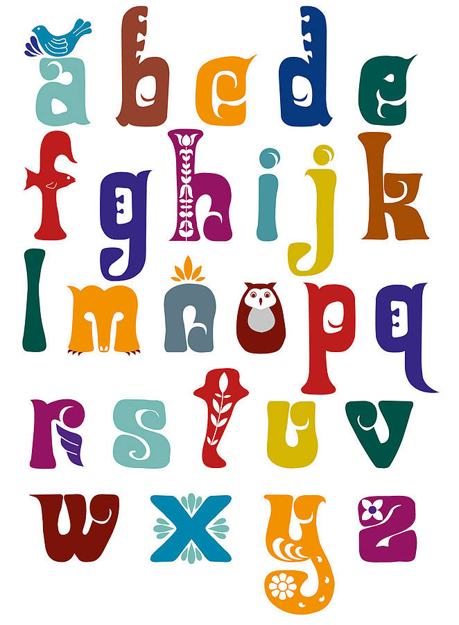 folk alphabet art print by natalie singh | notonthehighstreet.com