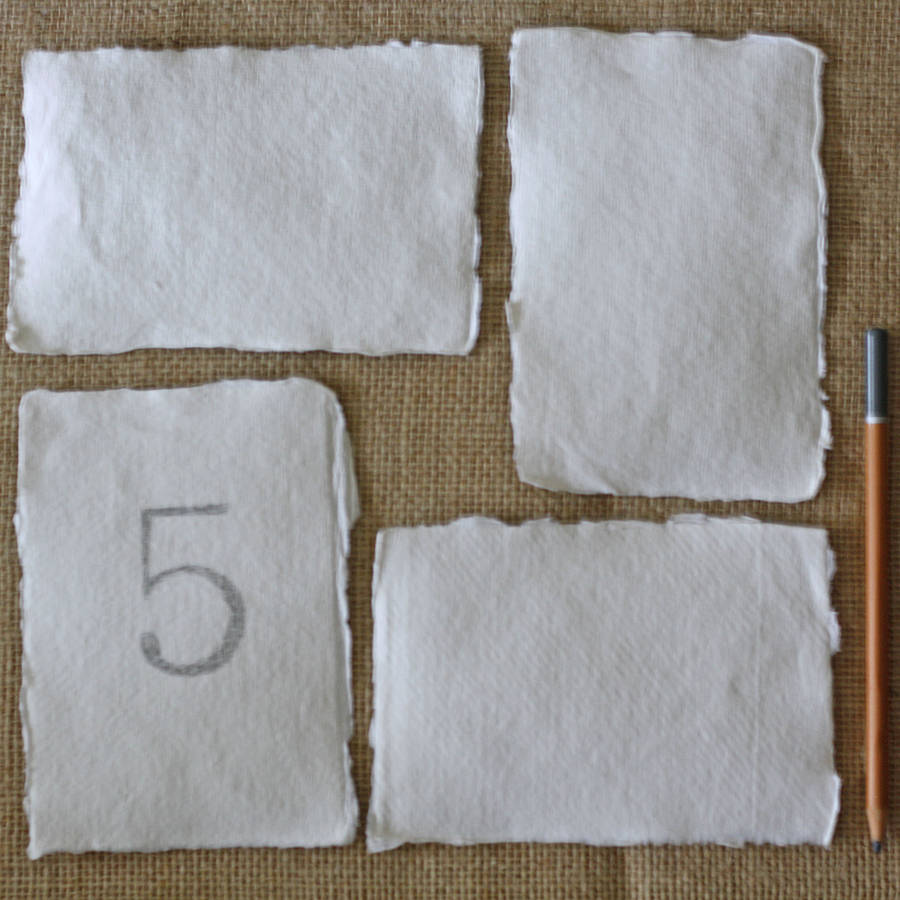 Handmade Cotton Rag Paper Torn Edges For Table Numbers, 1 of 5