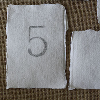 Handmade Cotton Rag Paper Torn Edges For Table Numbers, 10 of 10
