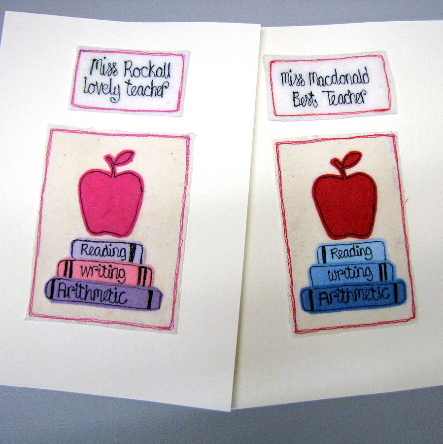 Personalised Teacher Card Pink Apple By Sew Very English ...