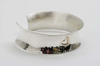 Personalised Gold Heart Silver Cuff Bangle, 4 of 7
