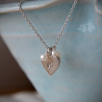 Personalised Silver Heart And Pearl Necklace, 2 of 5