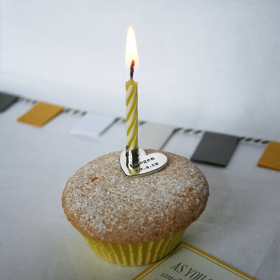 personalised silver birthday candle holder by neatly does it silver