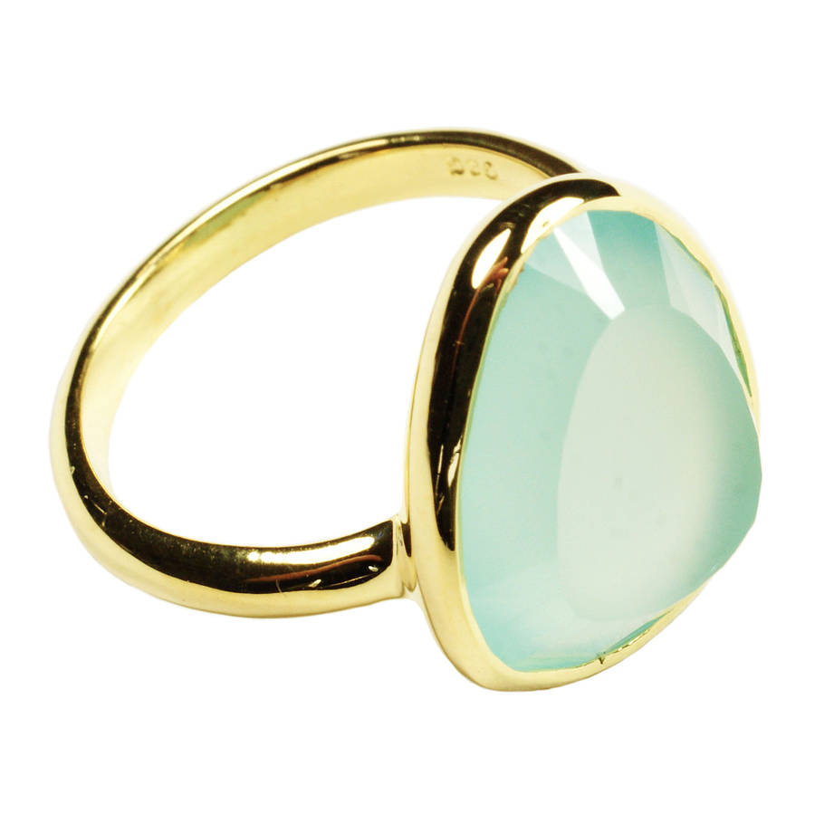 Cressida Ring Gold And Aqua Chalcedony By Flora Bee ...