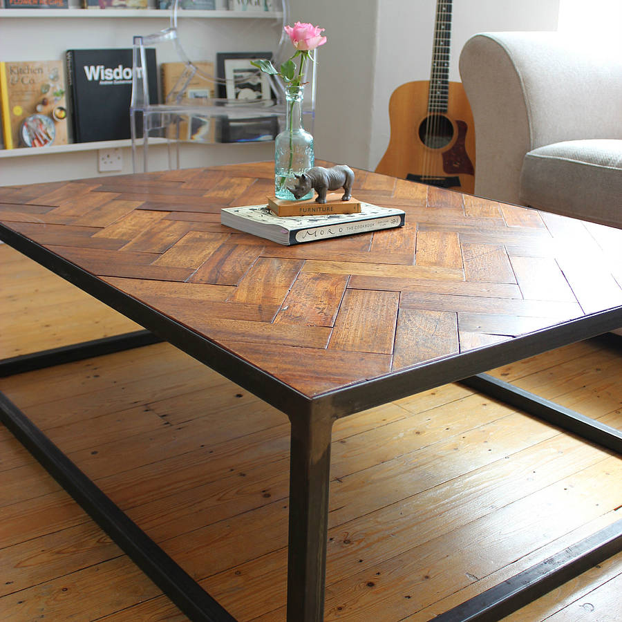 Large Upcycled Parquet Floor Coffee Table By Ruby Rhino