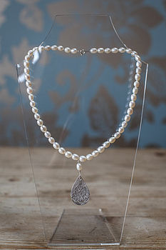 Pearl Necklace With Silver Pendant, 3 of 4