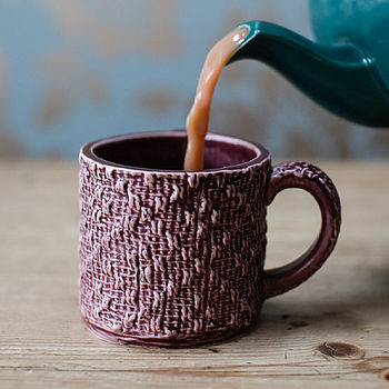 Porcelain Mug With Textile Textured Design, 6 of 7