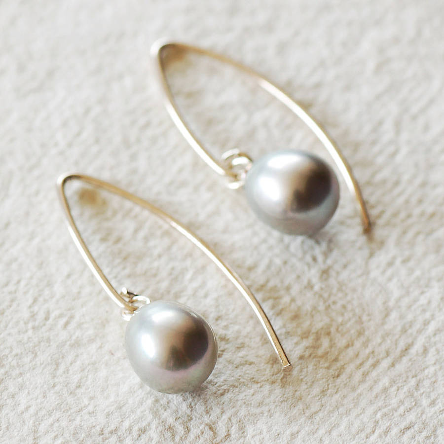 long grey pearl drop earrings by highland angel | notonthehighstreet.com