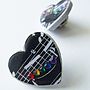 Black Heart Brooch With Rainbow Rhinestones, thumbnail 1 of 4