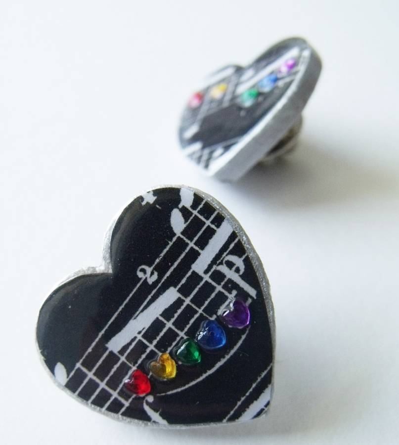 Black Heart Brooch With Rainbow Rhinestones, 1 of 4