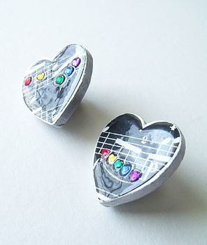 Black Heart Brooch With Rainbow Rhinestones, 4 of 4