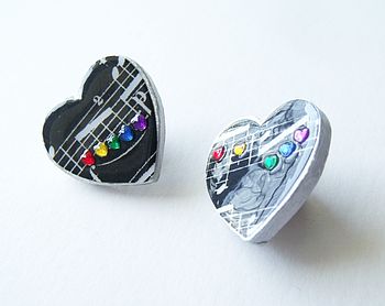 Black Heart Brooch With Rainbow Rhinestones, 3 of 4