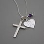 Silver Cross Birthstone Personalised Necklace, thumbnail 12 of 12