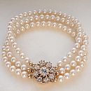 Rhinestone Flower Three String Pearl Bracelet By Katherine Swaine ...