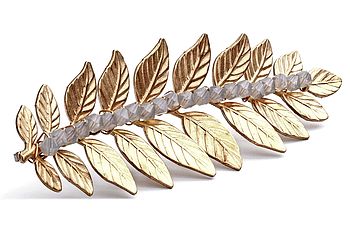 Hair Slide With Gold Laurel Leaf And Crystal Design, 2 of 5