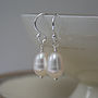 White Pearl Drop Earrings On Sterling Silver Hooks, thumbnail 5 of 6