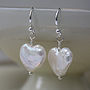 Freshwater Pearl Heart Earrings On Silver Hooks, thumbnail 5 of 7