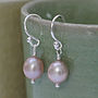 Pearl Drop Earrings In Pale Pink, thumbnail 3 of 4