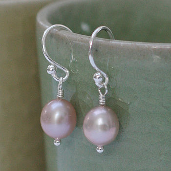 Pearl Drop Earrings In Pale Pink, 3 of 4