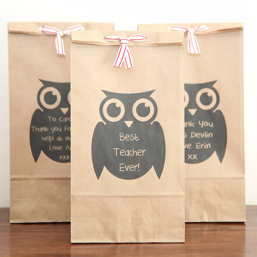 Thank you Gift for Teachers  Pearl Bag Charm & Owl on Gift Card organza Bag 
