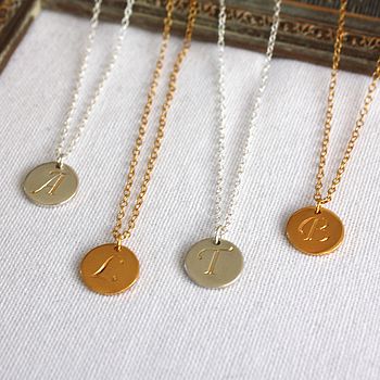 Personalised One Disc Initial Necklace, 6 of 8