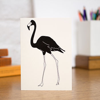 Black Flamingo Blank Greetings Card, 2 of 4
