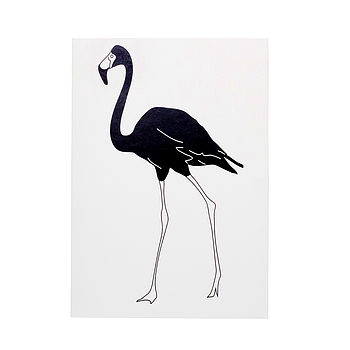 Black Flamingo Blank Greetings Card, 4 of 4