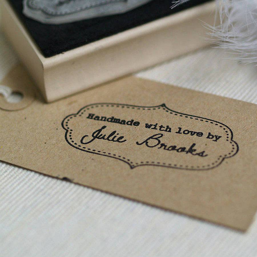 personalised 'handmade by' rubber stamp by pretty rubber stamps