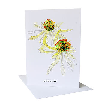 Hello Yellow Floral Echinacea Mother's Day Card, 2 of 2