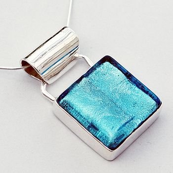 Silver Pendant With Murano Glass Square, 2 of 12
