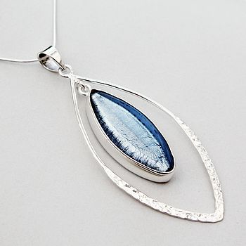 Murano Glass And Silver Hammered Ellipse Pendant, 12 of 12