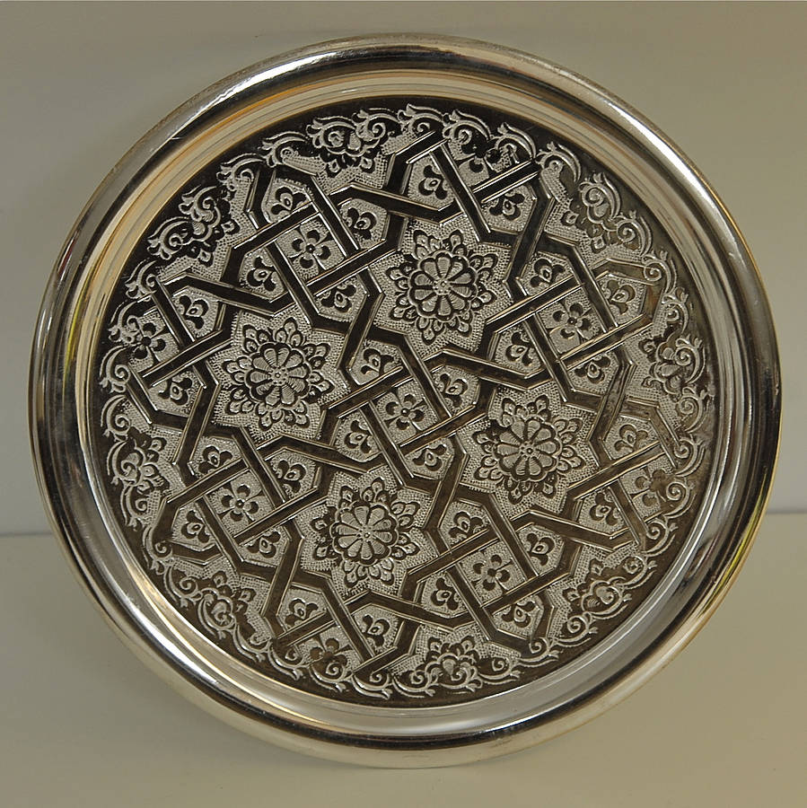 engraved serving moroccan tray by skoura | notonthehighstreet.com