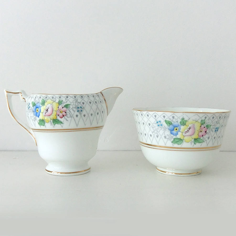 Hand Painted Vintage China Tea Set By Peony and Thistle