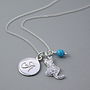 Cat Charm Personalised Silver Necklace With Birthstones, thumbnail 6 of 12